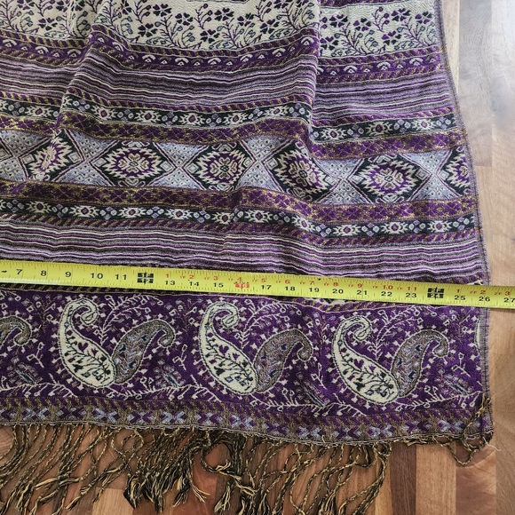 Pashmina 100% Cashmere Paisley Print Shawl Wrap Scarf - Picture 6 of 8